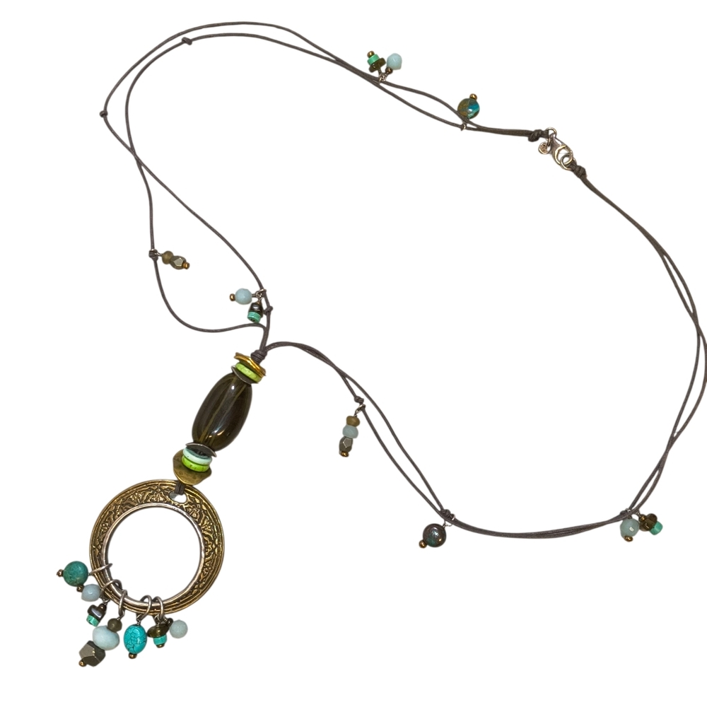 Silpada N1892 Sterling Howlite & Amazonite Charm Necklace – 26”